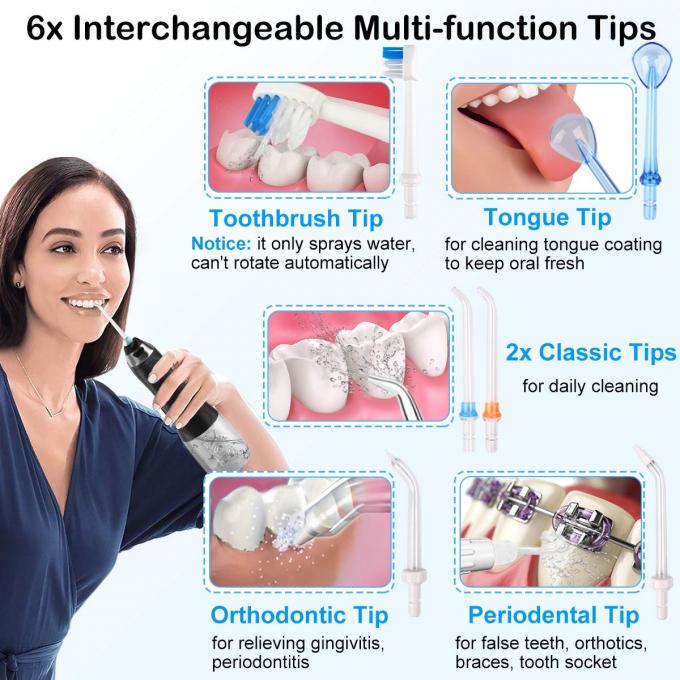 水Flosserのコードレス歯の洗剤、携帯用歯科口頭Irrigator 5つのモード、防水IPX7